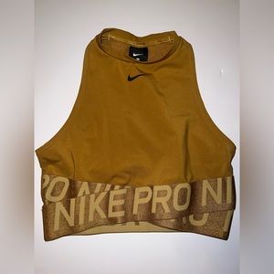 Gold/Tan Nike pro cropped tank top in size XS